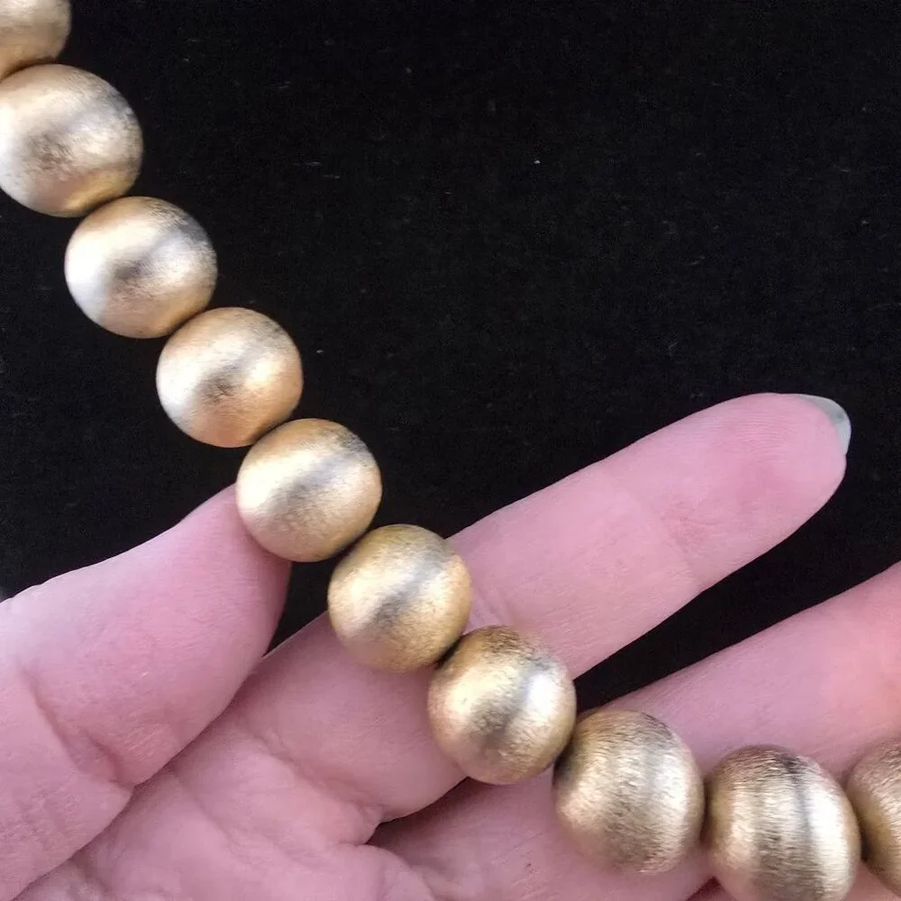 Napier Gold Chunky Beaded Necklace Elegant Brushed Vintage Statement 17" - Picture 4 of 11